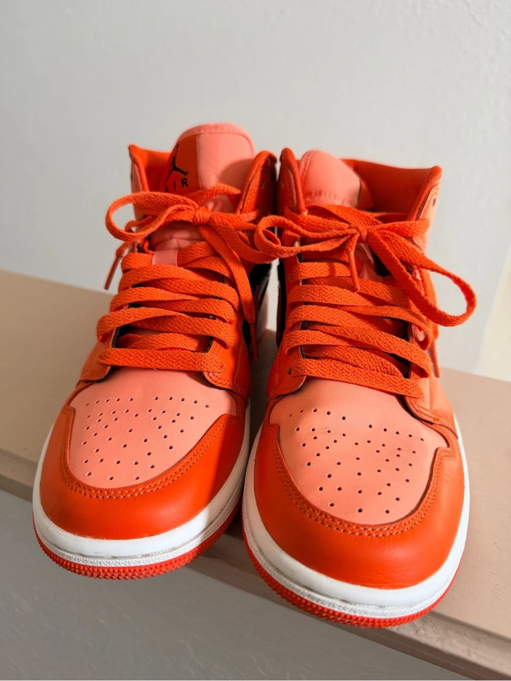 Nike Air Jordan 1 Orange and Black High-Top Sneakers
